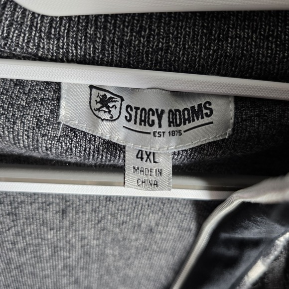 Stacy Adams Men's Gray Modern Cable Knit Jacquard Sweater Size 4XL Full Zip - Picture 6 of 11